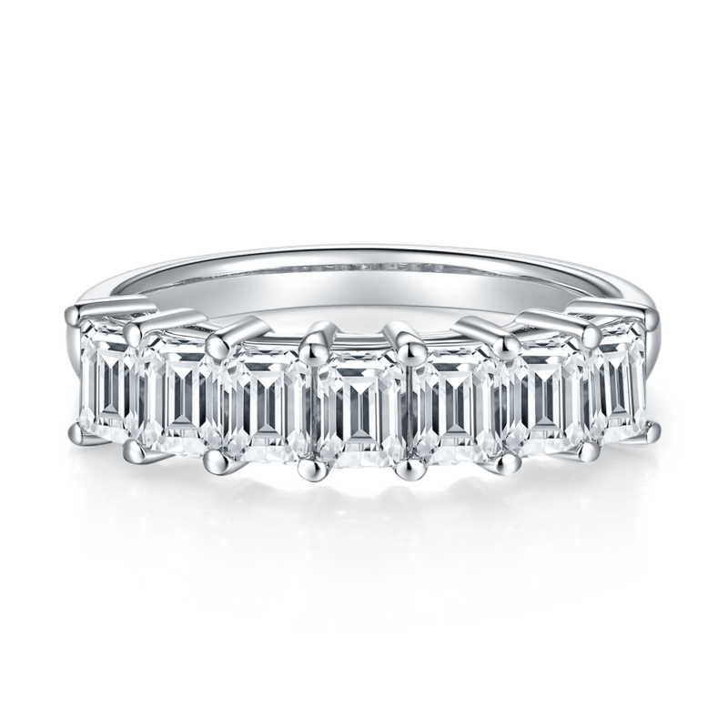 Rectangular S925 silver plated platinum moissanite diamond women's ring 2.1 carats D-grade